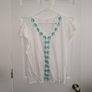 NWT LOFT Women's White Shirt Top Size L